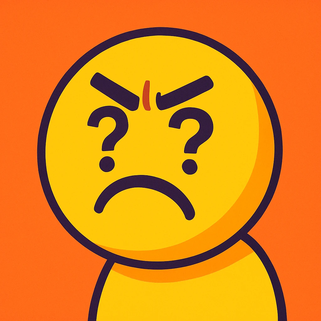 angry emoji with a confused look emoji