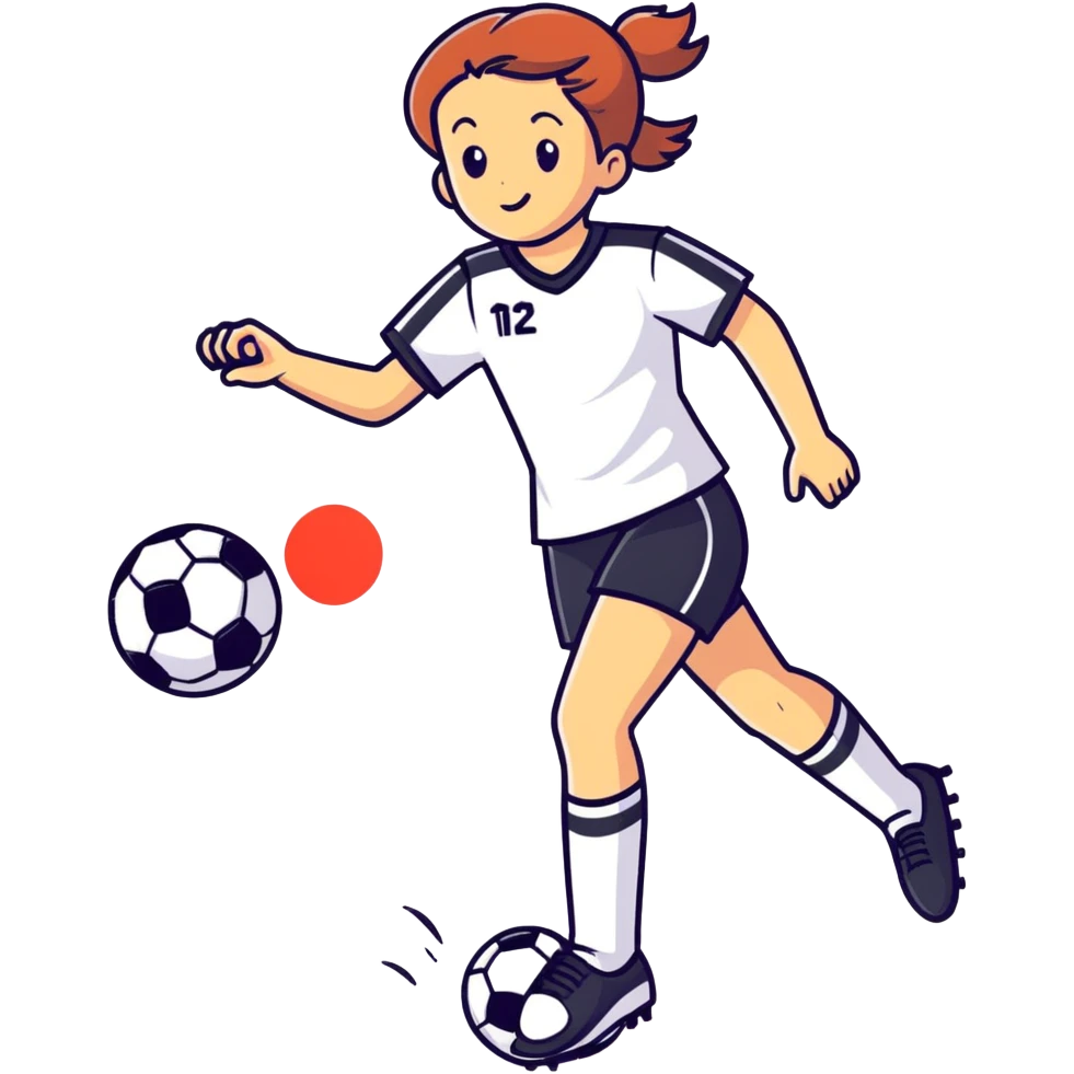 Girl scoring a goal in soccer  emoji