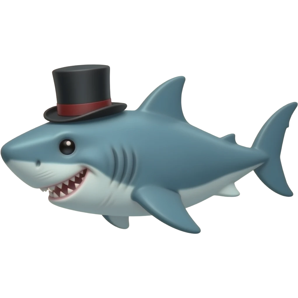 Shark with a top hat emoji