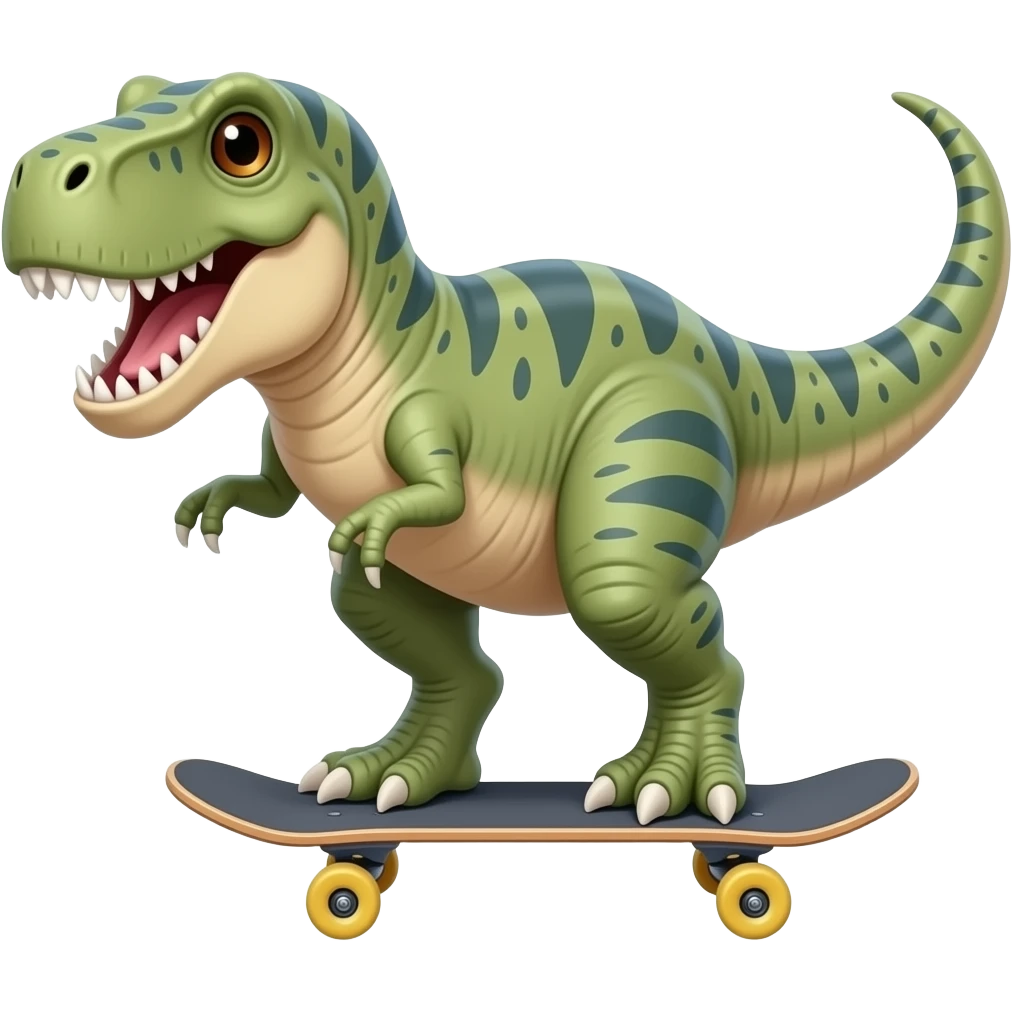 Dinosaur on a skateboard emoji