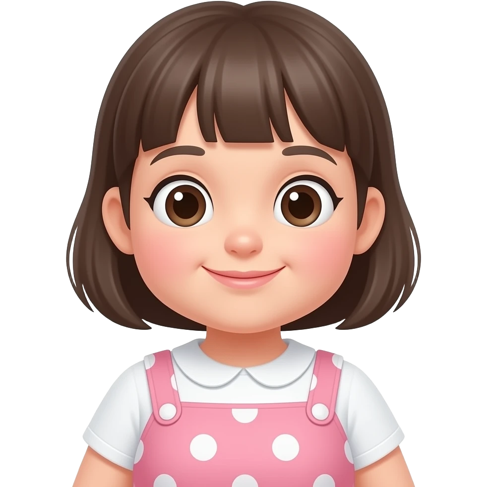 Simple emoji face of a happy young chubby girl wearing a dress emoji