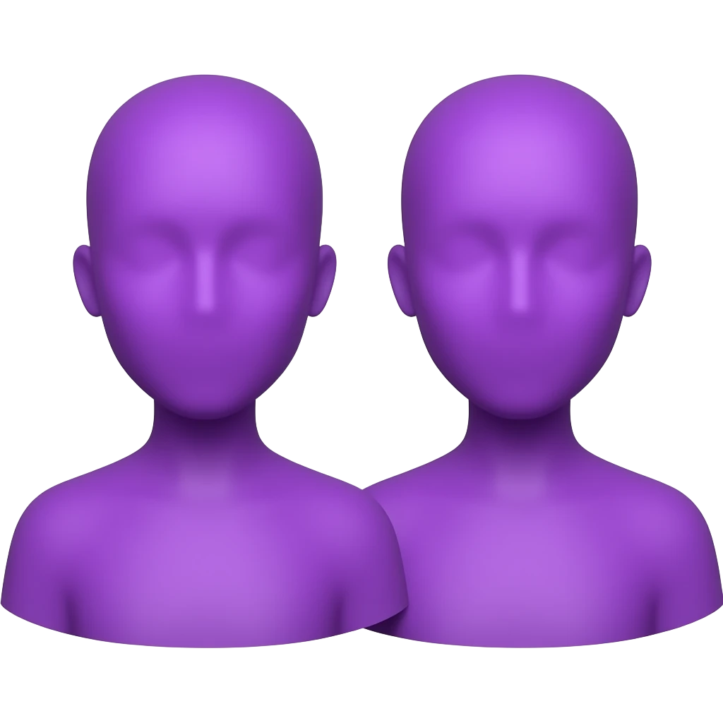 Purple two  humans silhouette no features just head and shoulders emoji