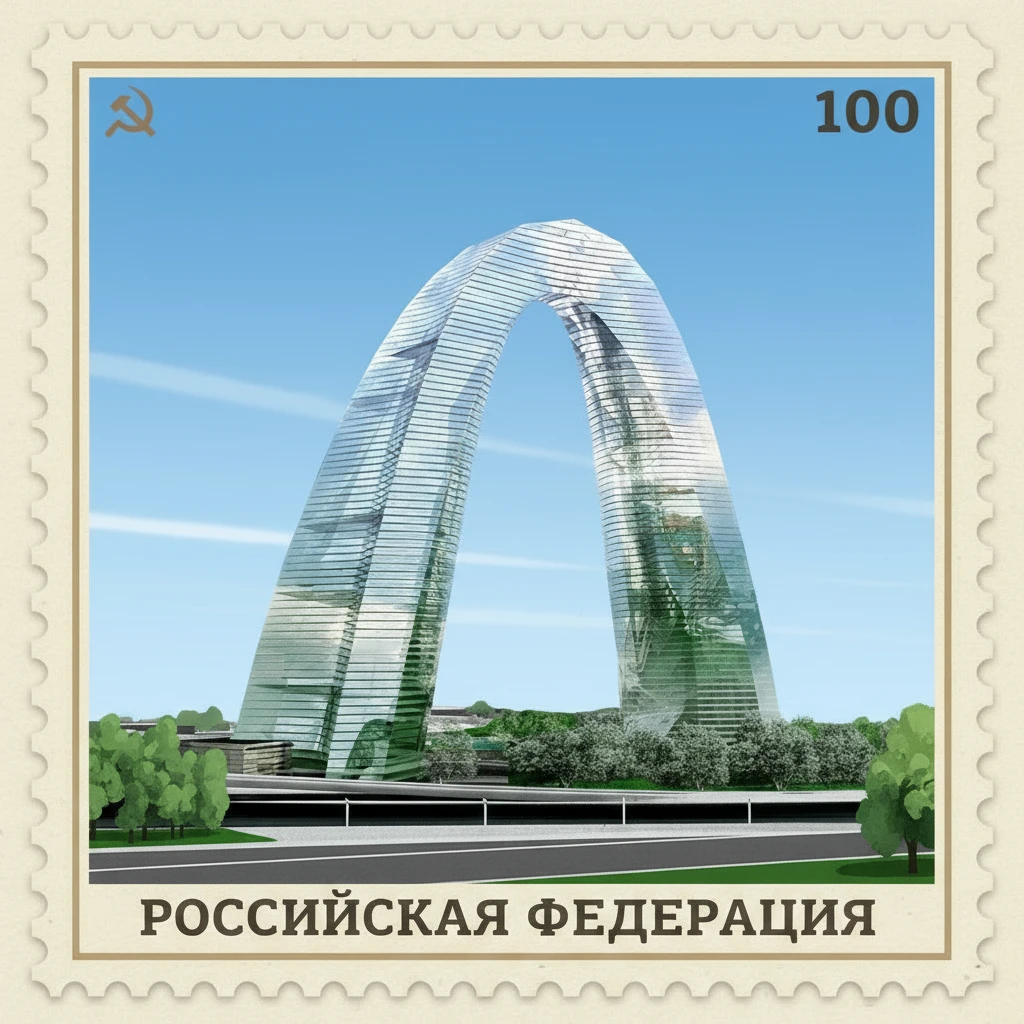 Оставь только одну эту Арку, стилизуй изображение под марку как на втором фото emoji