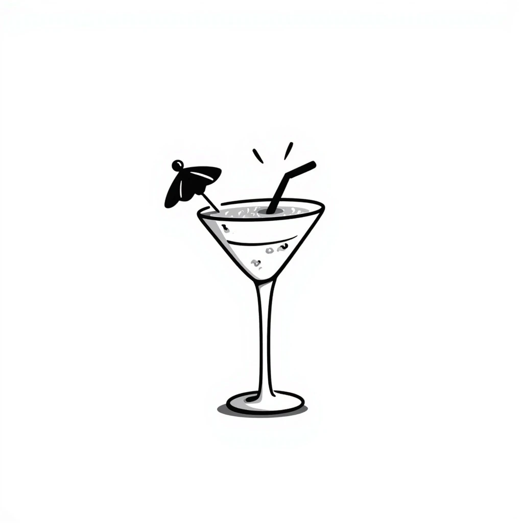 pina colada, hand drawn doodle, simple and playful, with a little umbrella emoji