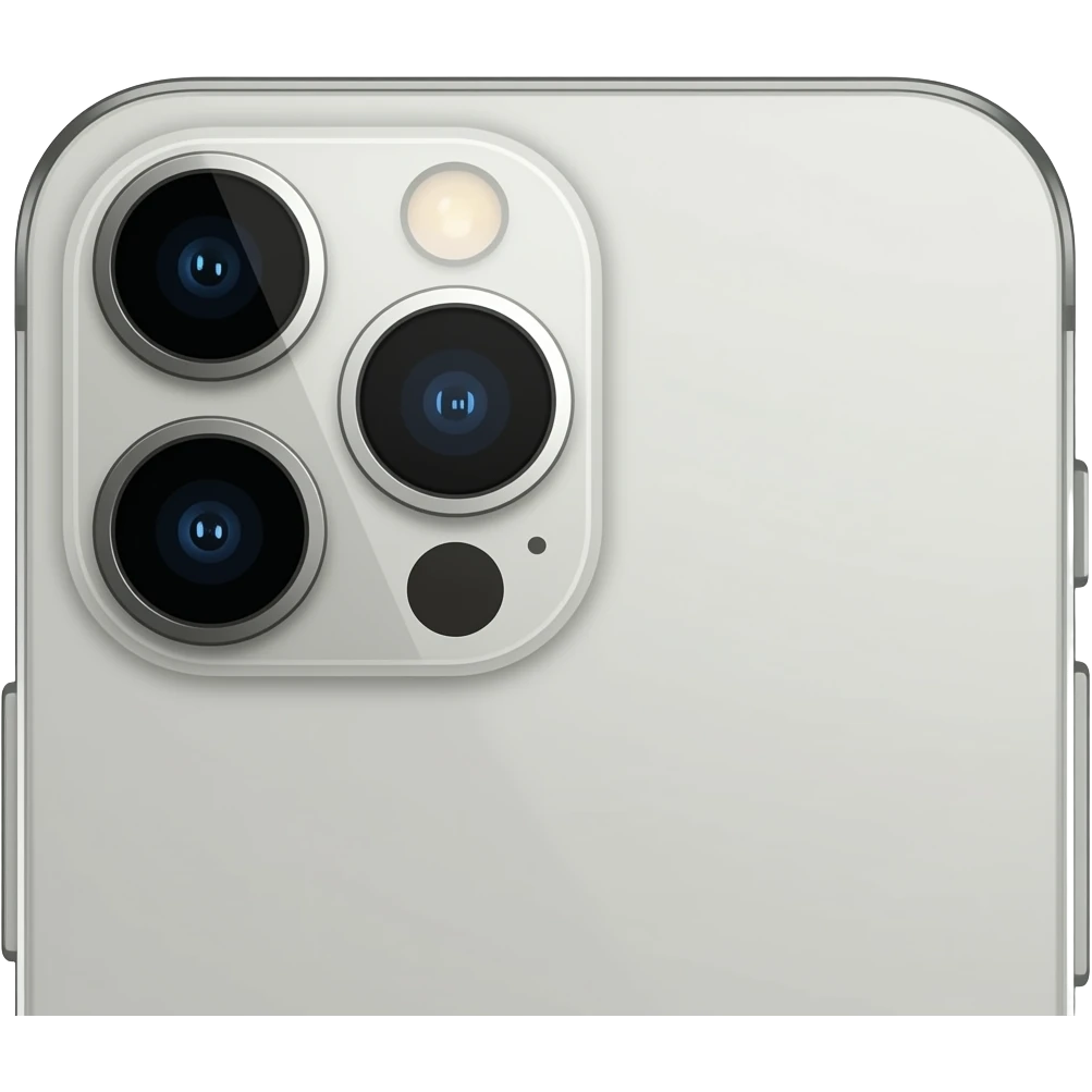 iPhone in back view with three camera with small size emoji