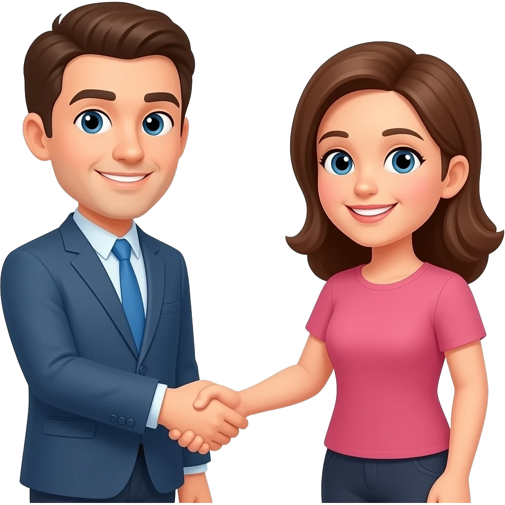 Hombre y mujer dándose la mano de forma informal emoji