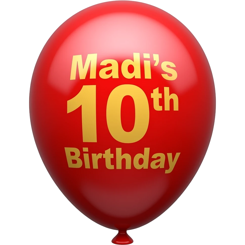 Madi's 10th Birthday printed on balloon emoji