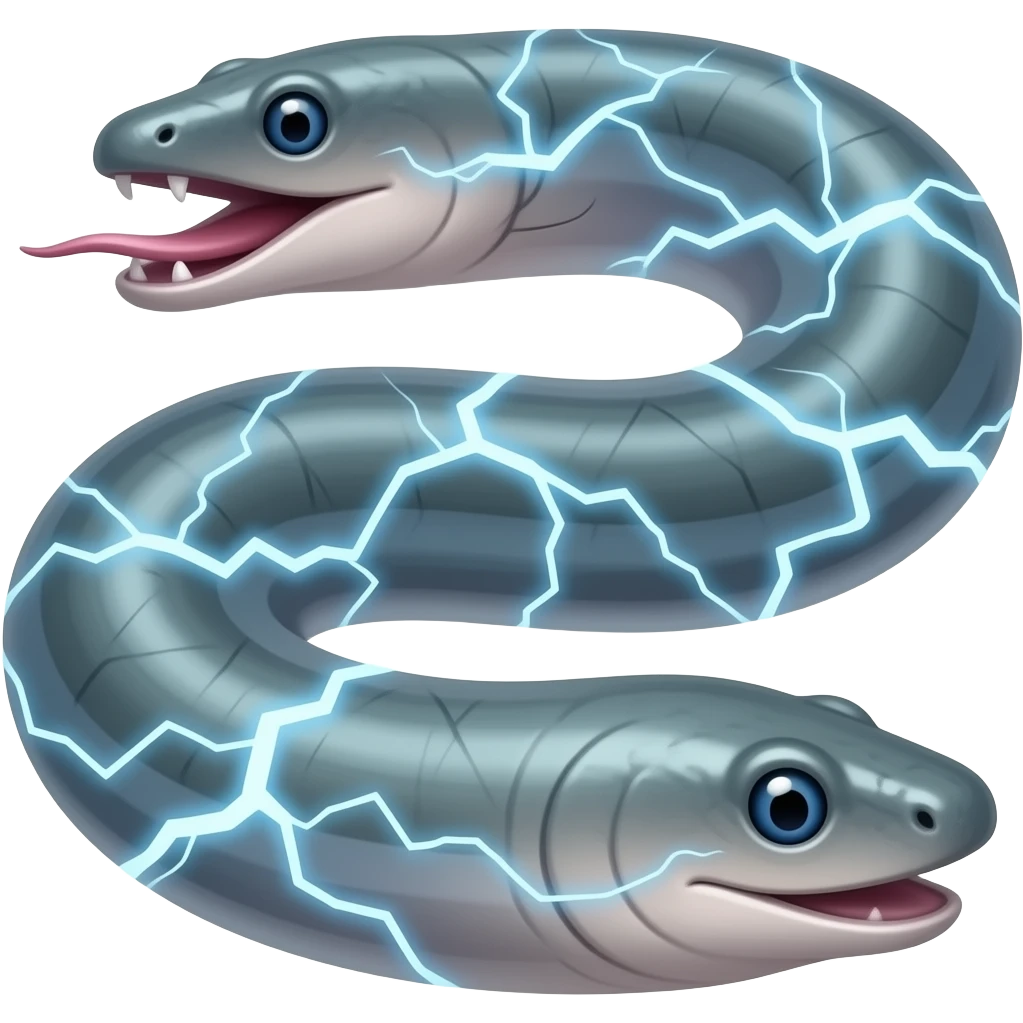 long electric eel with electricity emoji
