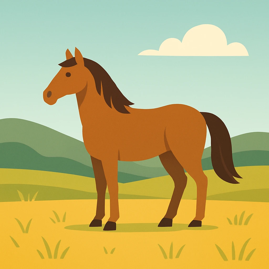 Flat design style horse in the plains emoji