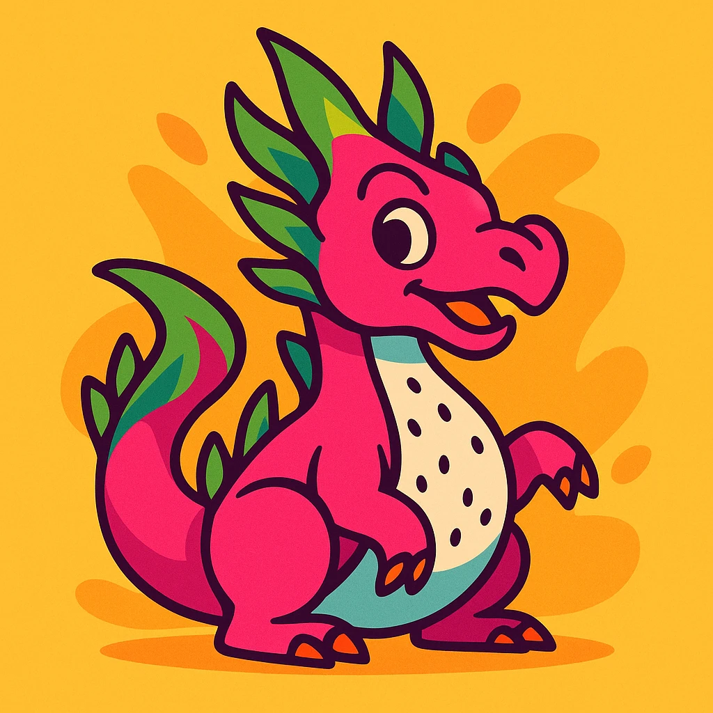 a dragon fruit shaped like a dragon, vibrant colors, playful and whimsical emoji