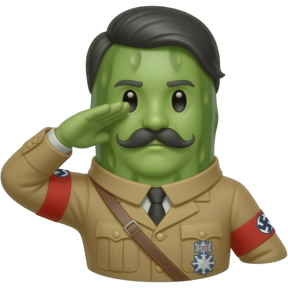 pickle hitler no like he is a pickle add the stache and the arm salute hitler stache not just a stache emoji