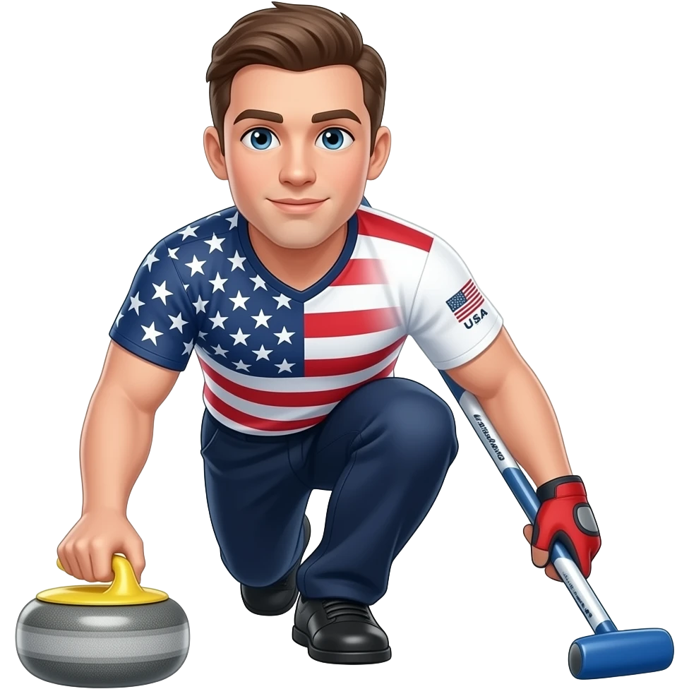 USA Olympic Male Curling with blue stone emoji