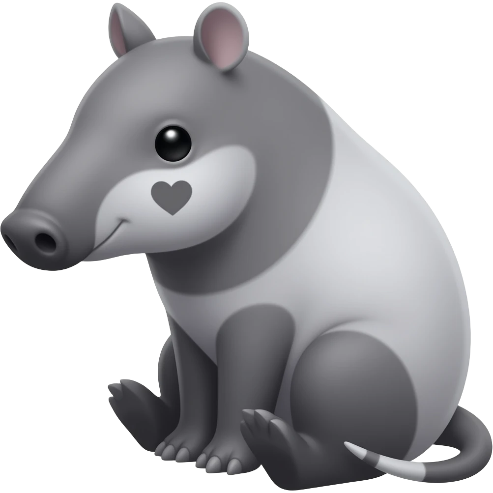 A sitting tapir with a heart painted on it emoji