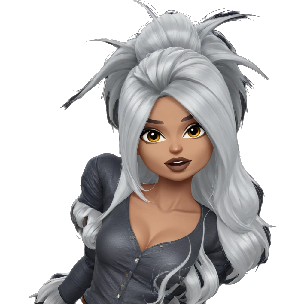 white haired dark skinned beauty emoji