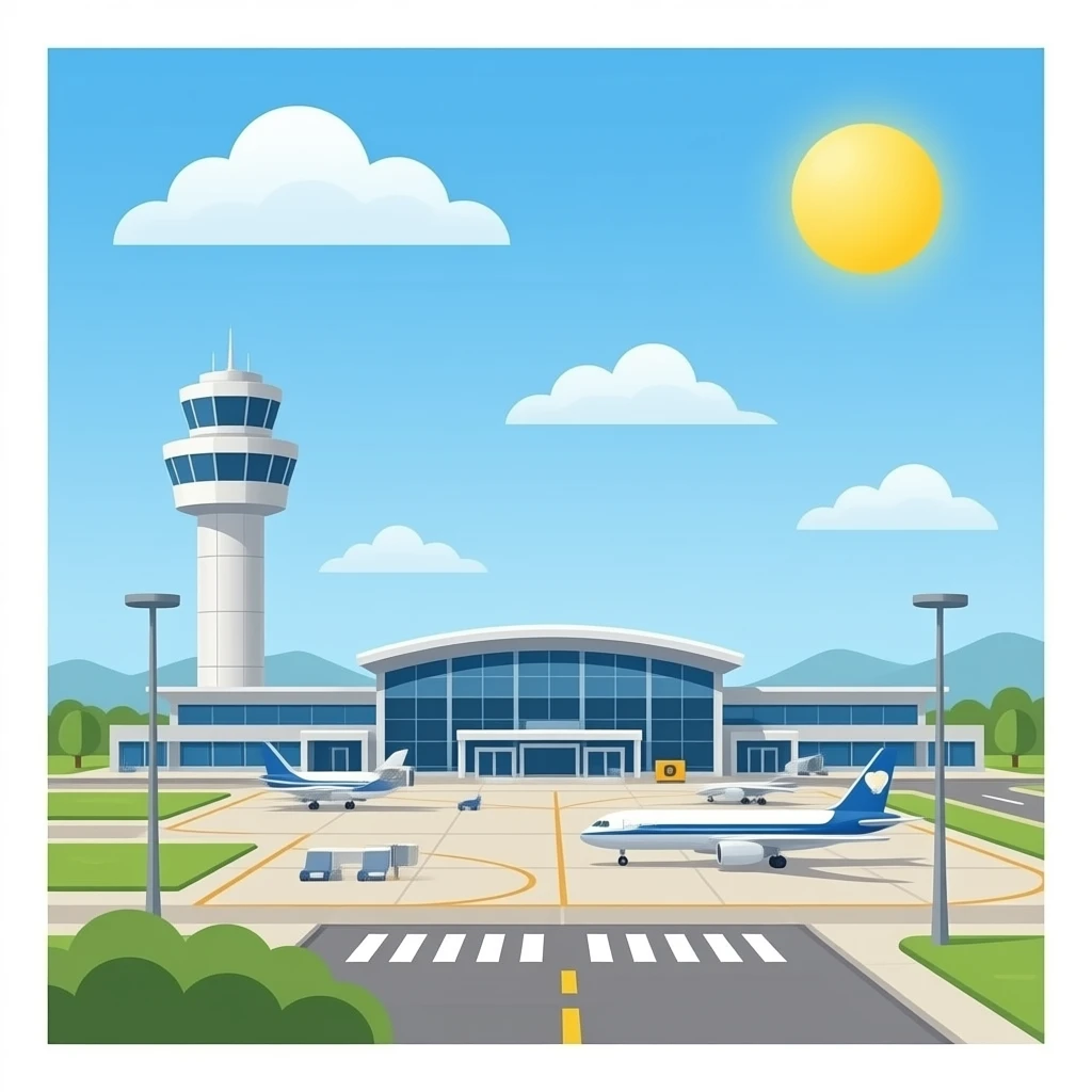 huge airport terminal with ATC emoji