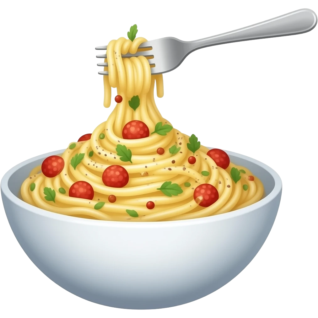 Carbonara with fork in a bowl emoji