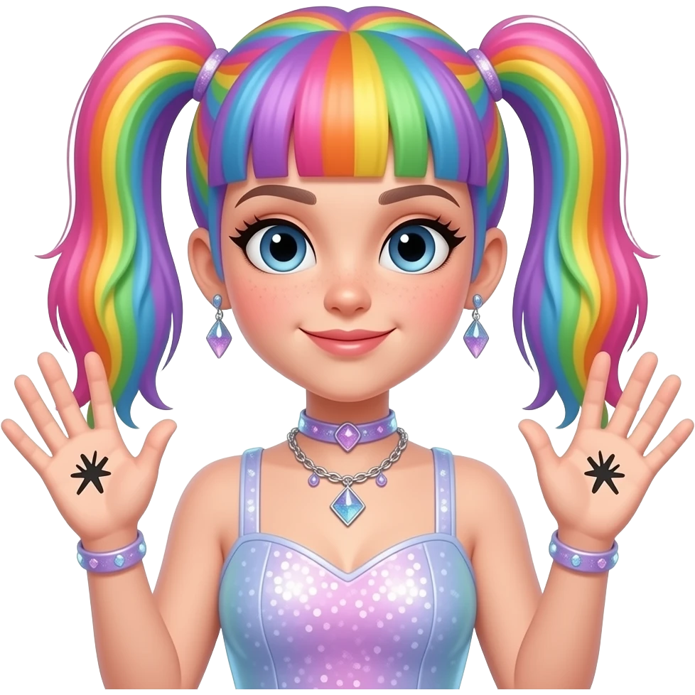 Lisa frank girl with stigmata on her hands emoji