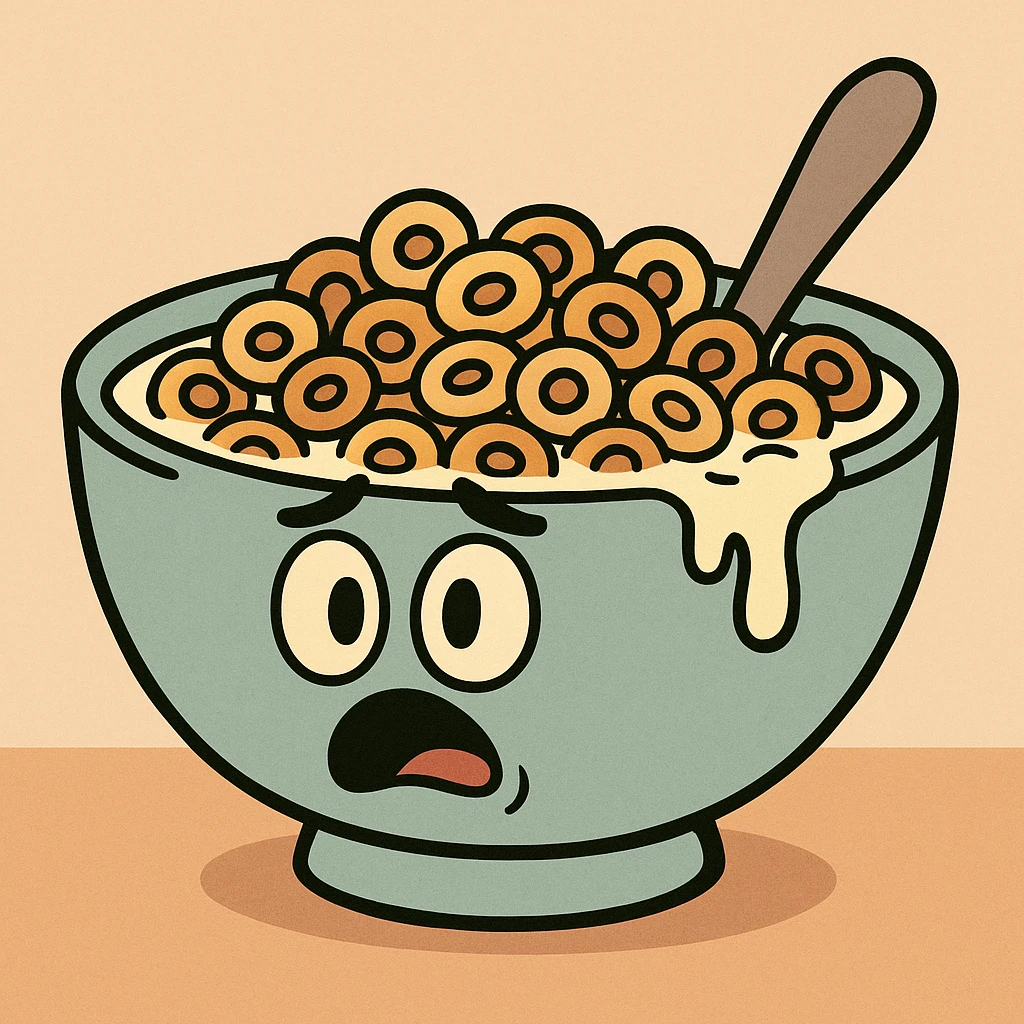 a bowl with cereals, cartoon style emoji