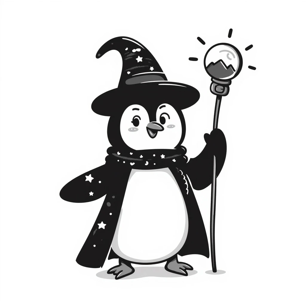 A penguin wizard emoji