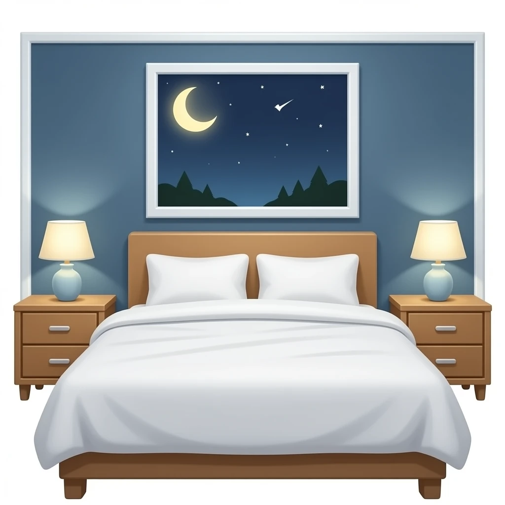 white bed cover and nightstands headboard emoji