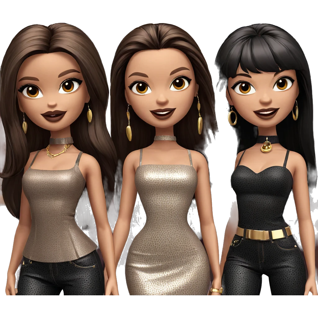 three stylish girls together emoji