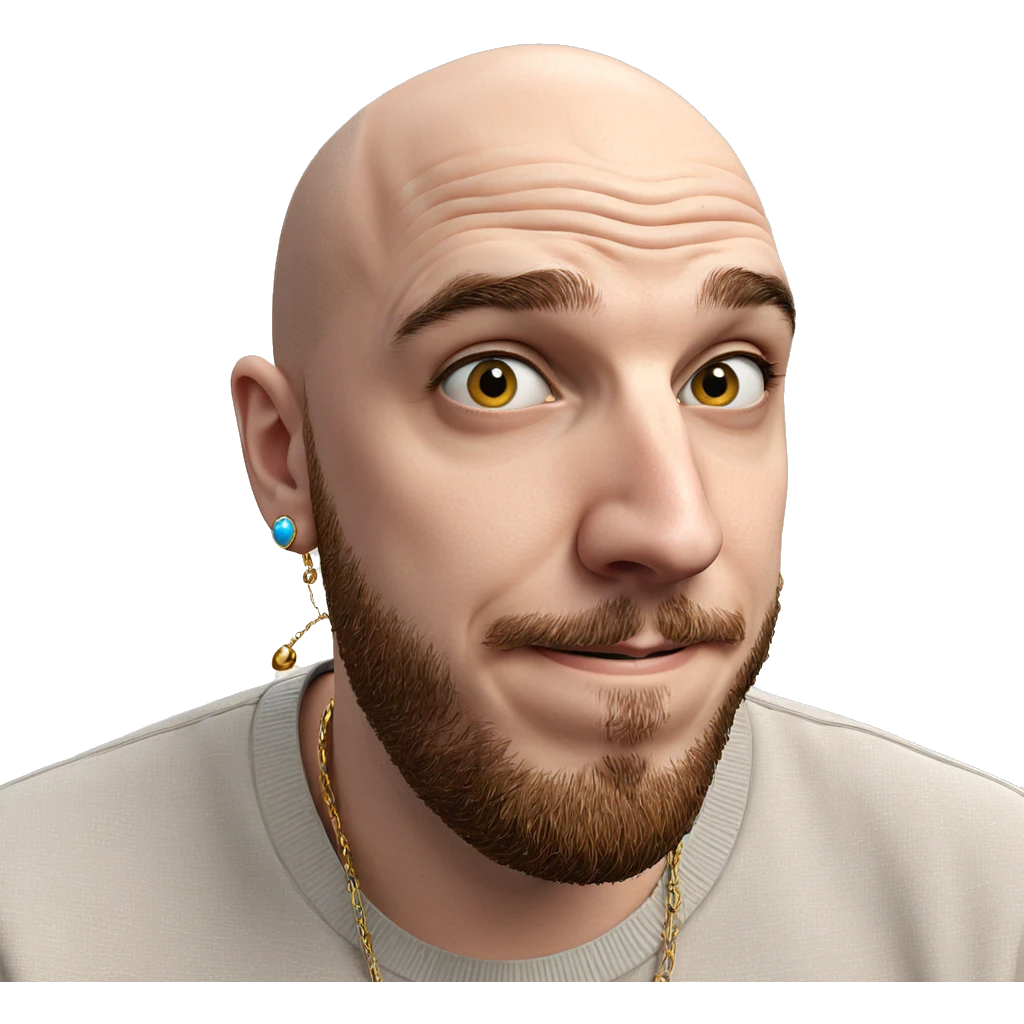 bald man with jewelry photo emoji