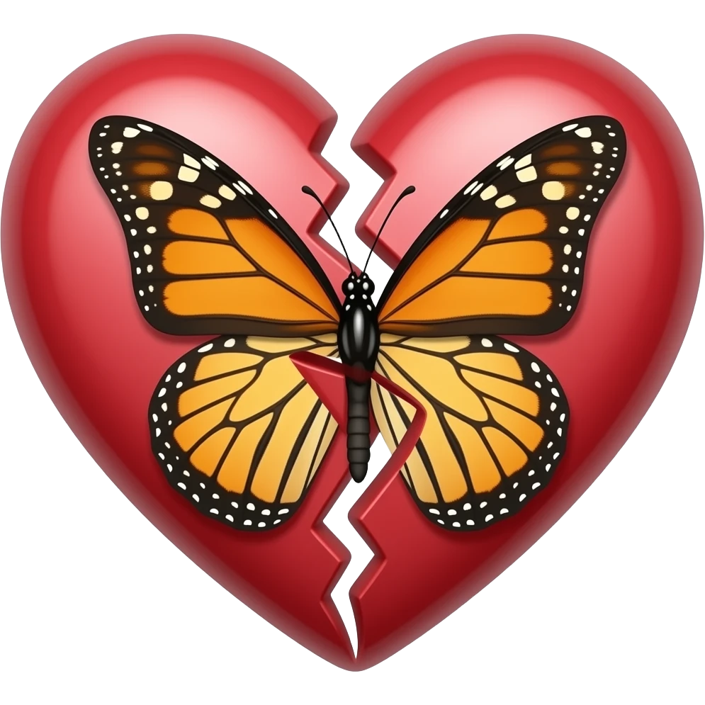 A broken heart with butterfly emoji