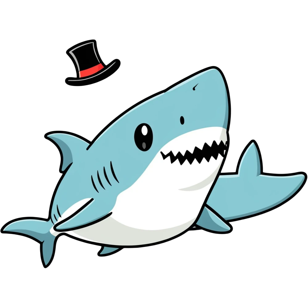 Shark with a top hat emoji