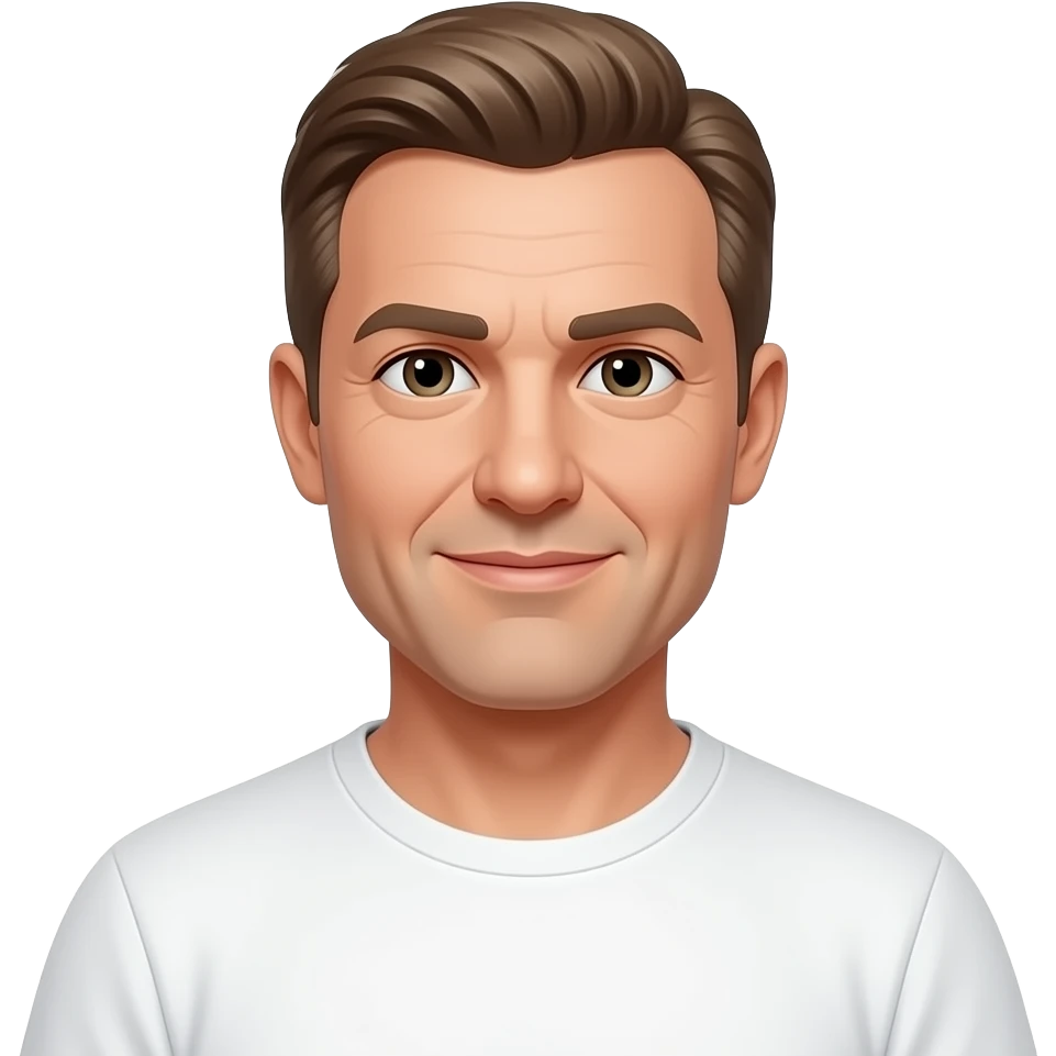 handsome mid 40 male with short brown blond hair in a white tshirt emoji