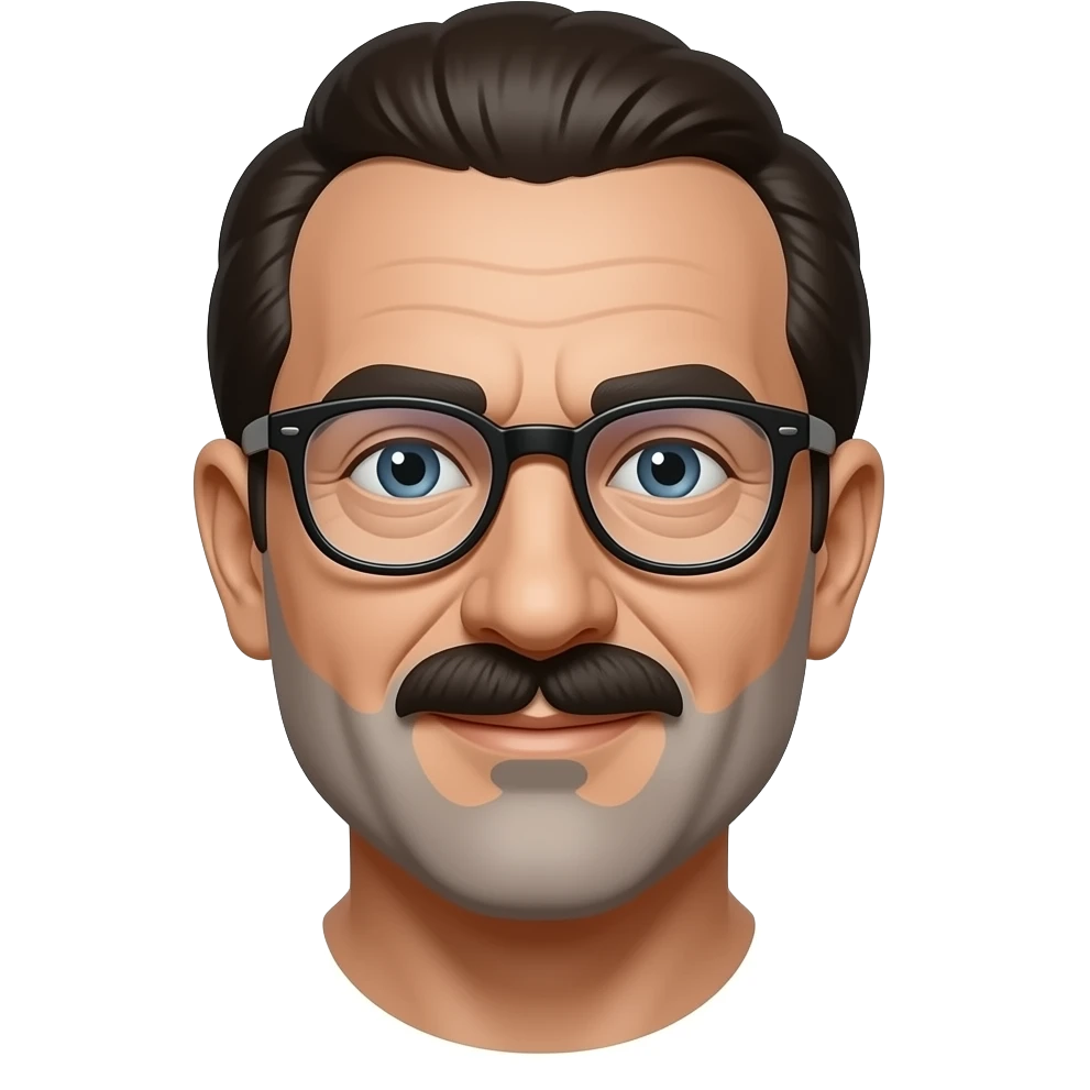 Groucho Marx but with short gray beard, glasses, no shoulders, head only, 45 years old emoji