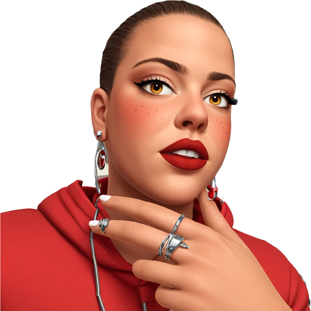 red hoodie with piercings emoji