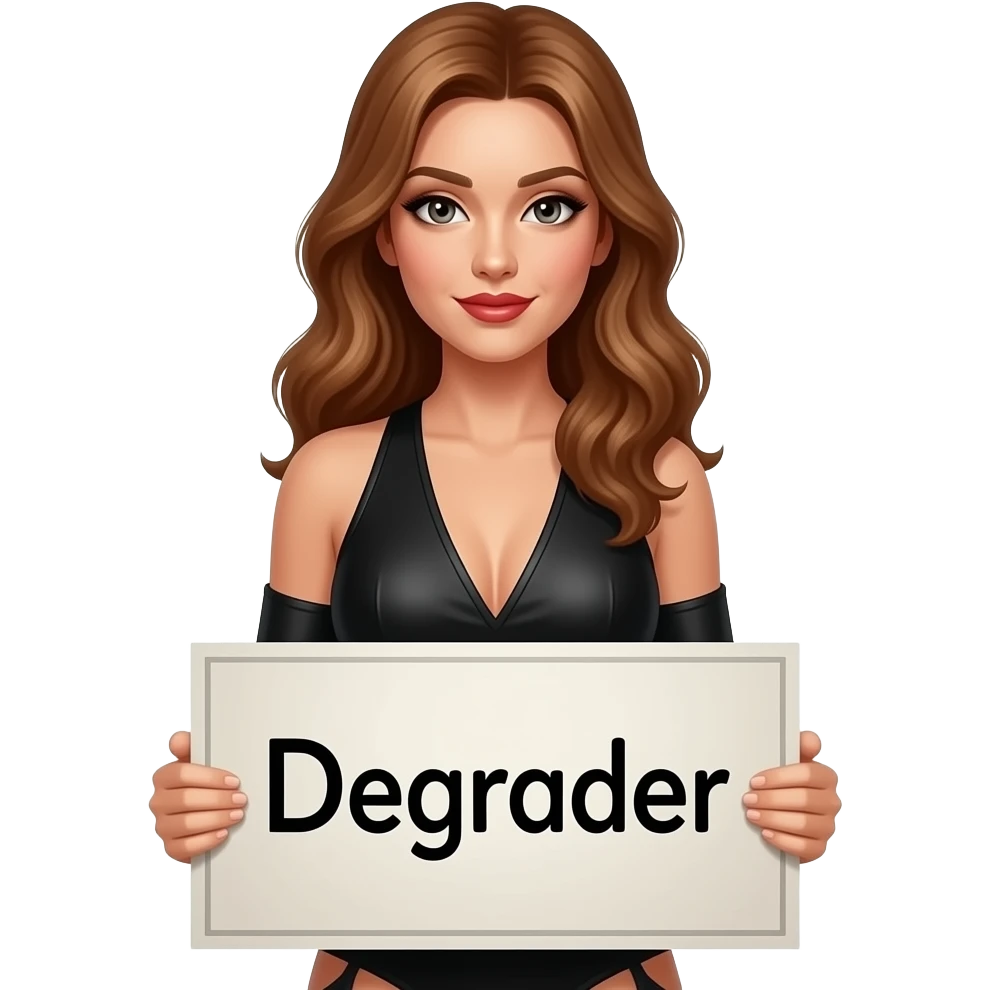 make a naughty sexual and seductive that just says the word "Degrader" emoji