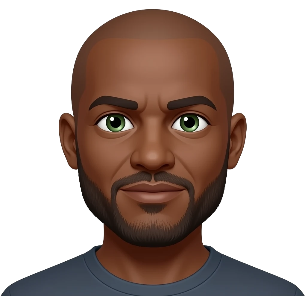 Older,bald,green eyes, go t, dark skinned emoji