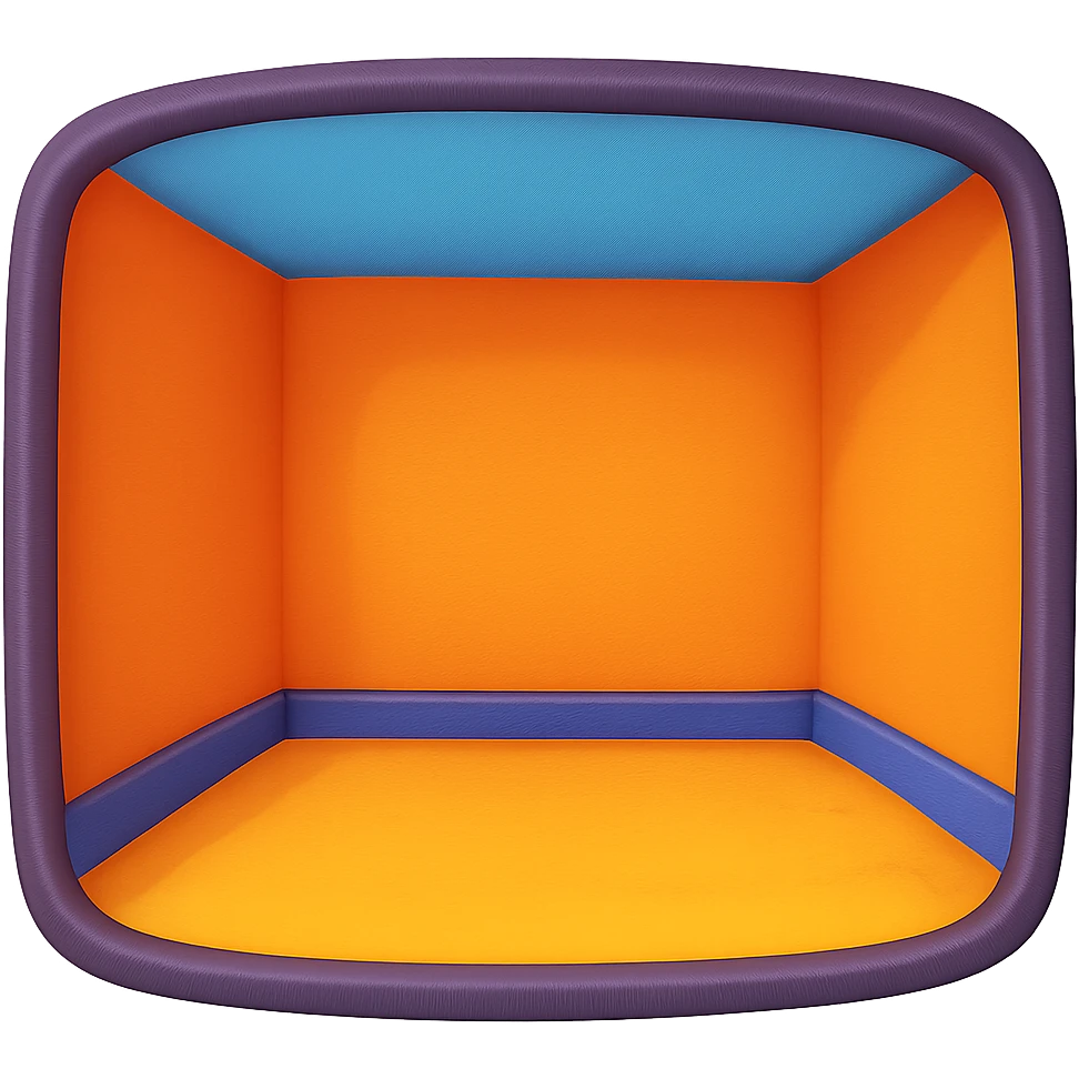 create an empty 3d cartoony room in a rounded square shape on a transparent bg emoji