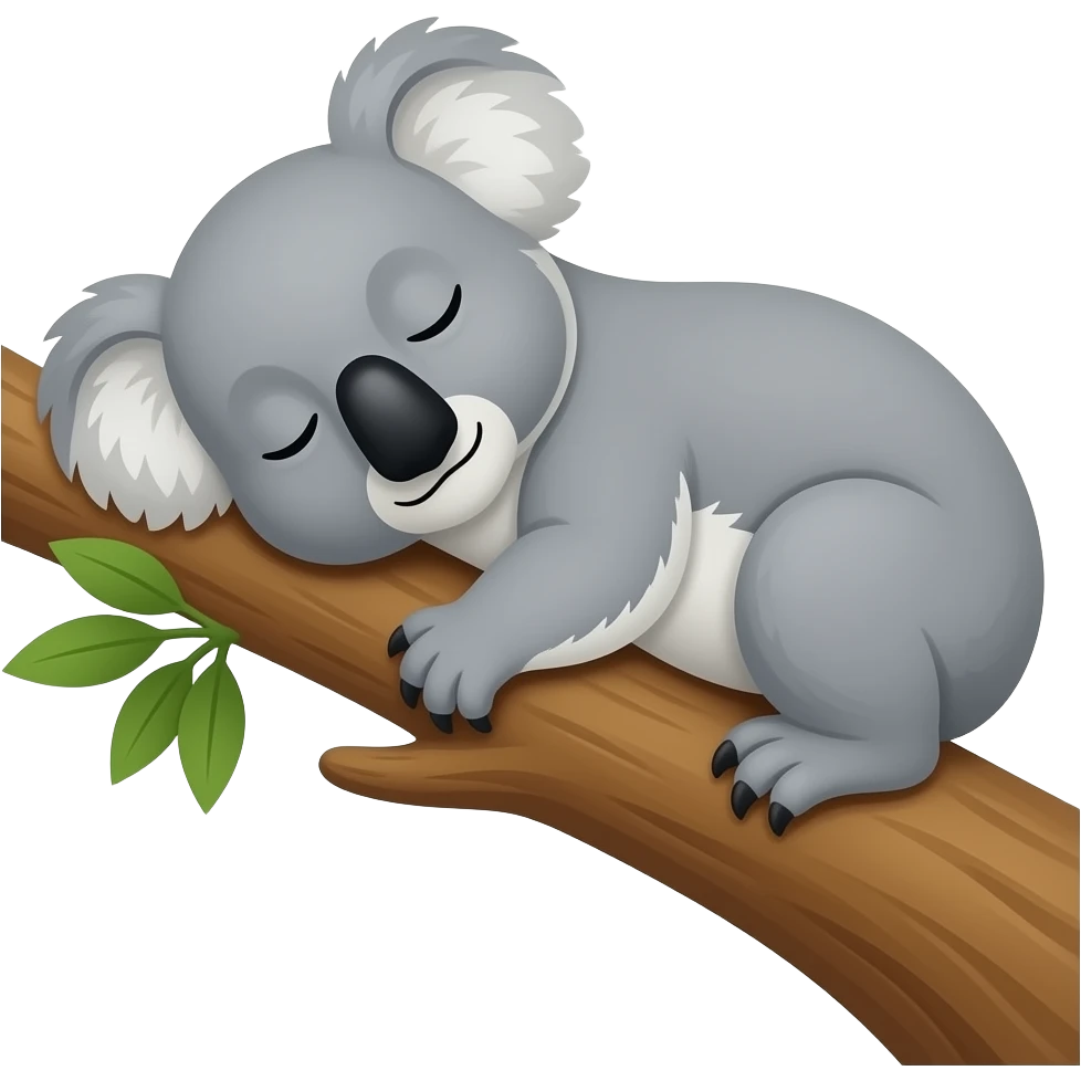 Koala sleeping on a tree emoji