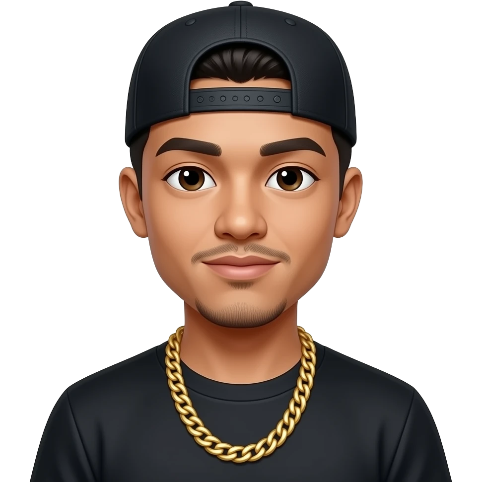 asian rapper  wearing a cap and gold chain necklace emoji