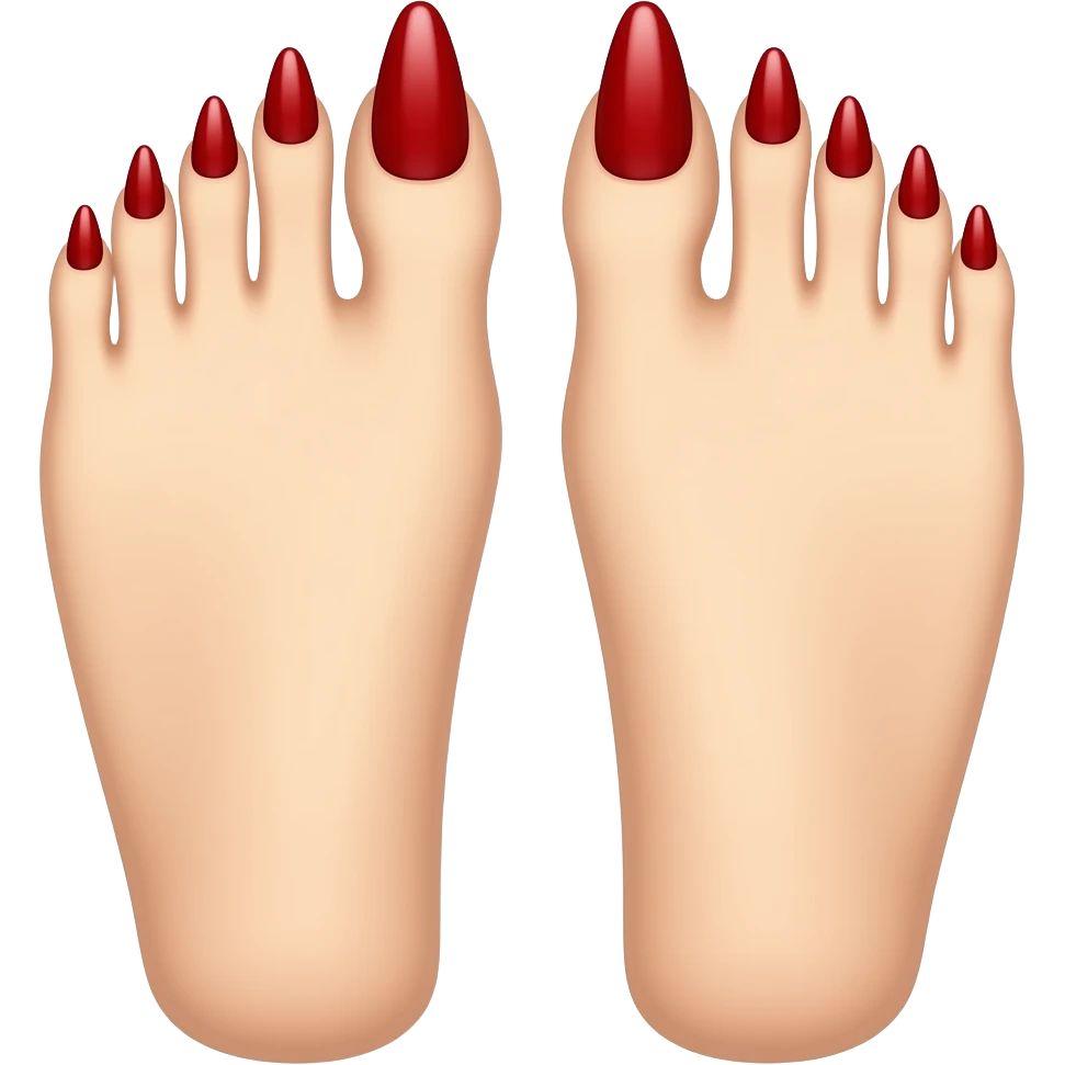 White feet with red long toenails emoji