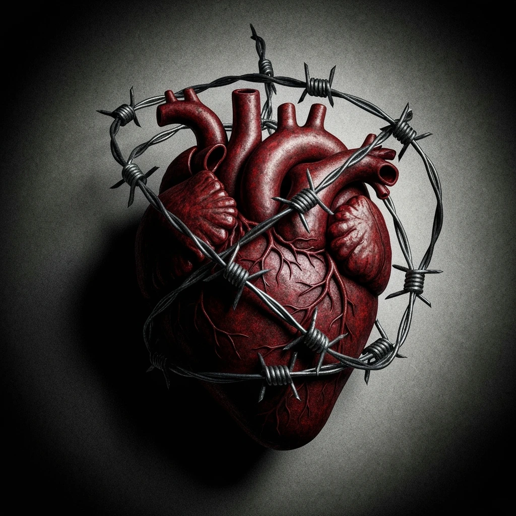 gothic heart with barbed wire emoji