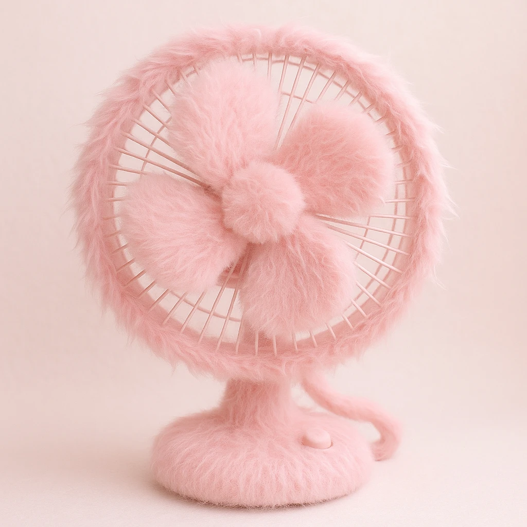pink fluffy fan emoji