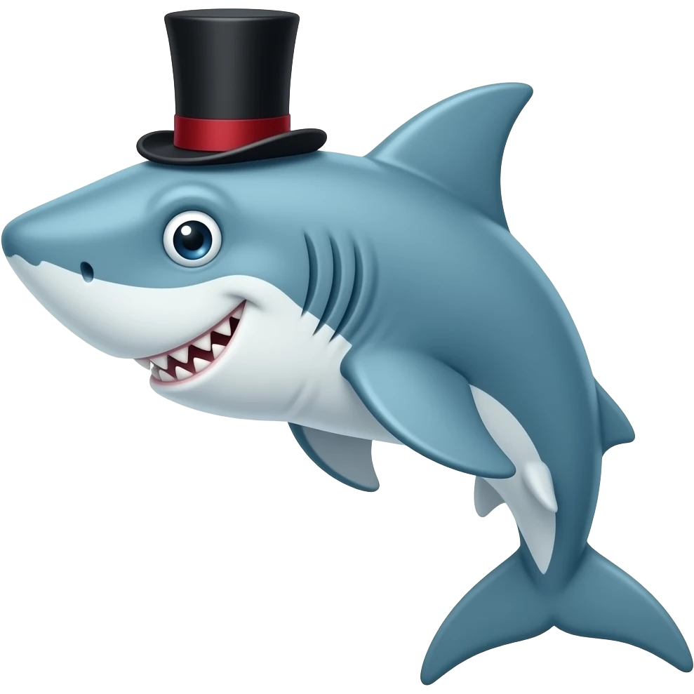 Shark with a top hat emoji
