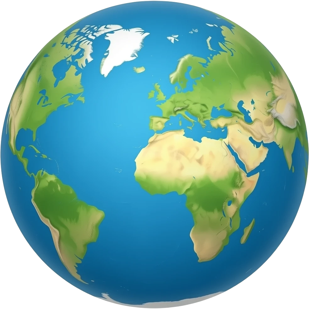 Circular world map with north pole at the center emoji