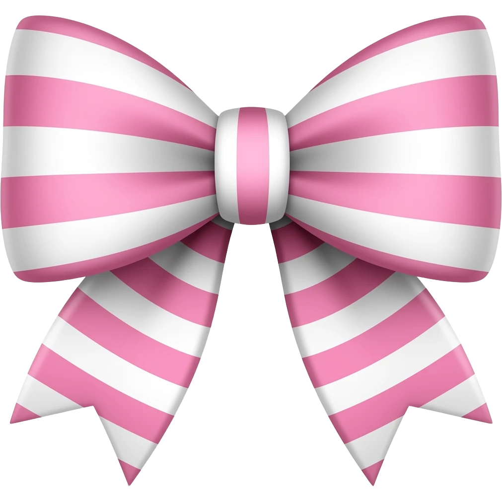 Pink and white horizontal striped bow emoji
