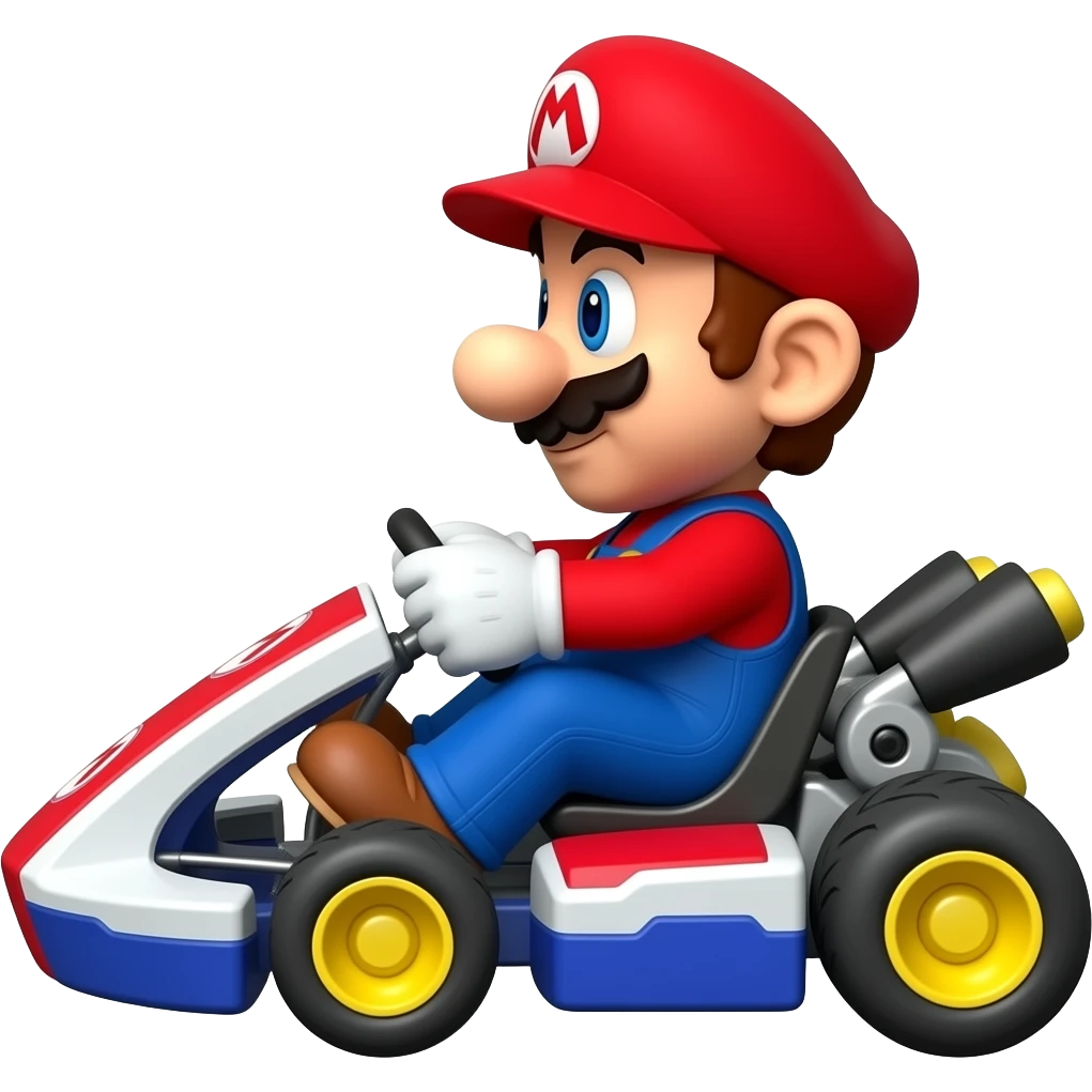mario dans un kart de profil emoji