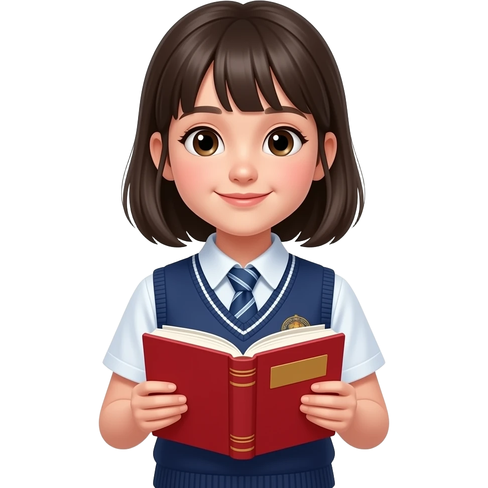 student girl wear school uniform and hold red book in his hand emoji