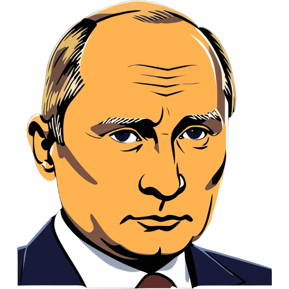 Vladimir Putin portrait with serious expression emoji