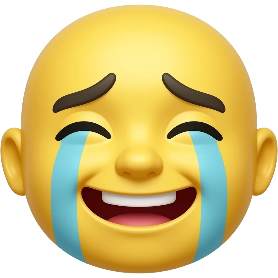 apple style emoji that is crying because theyre laughing so hard but like yellow like an emoji on an apple iphone emoji