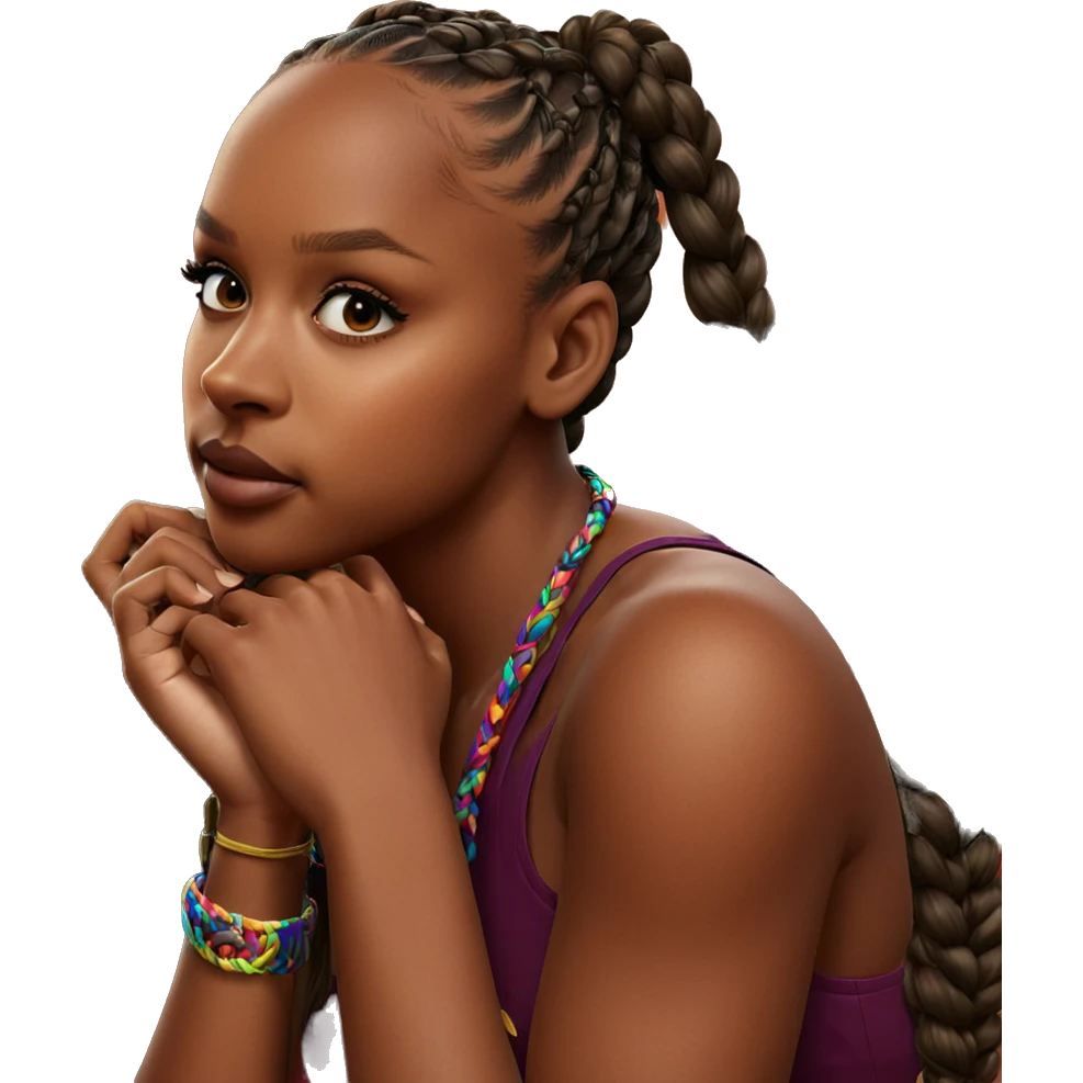 beautiful girl with braided hair emoji