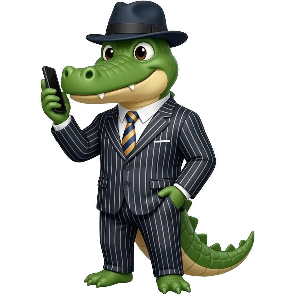 mafia Crocodile Using Phone emoji