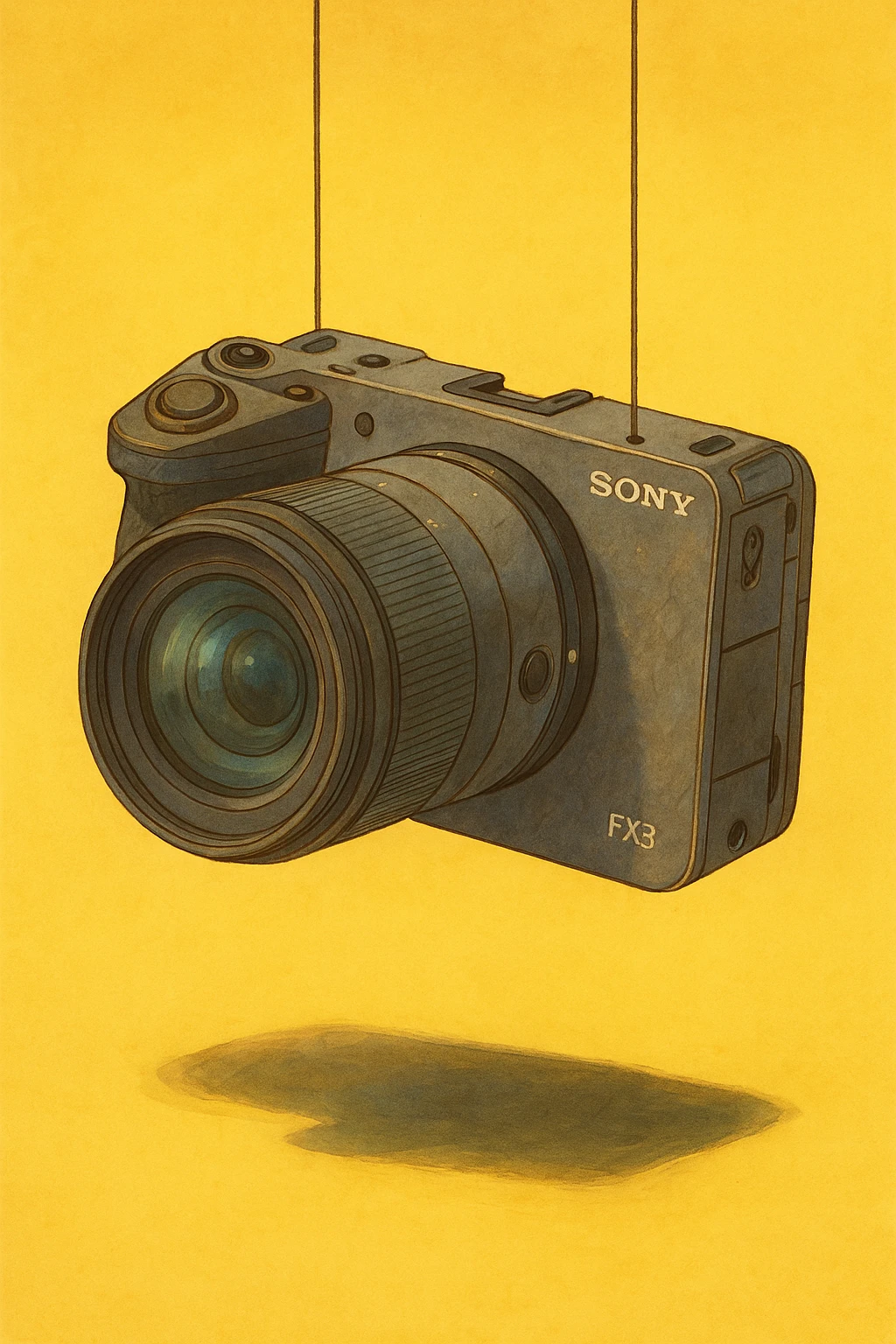 xuddi mana shu sariq mashina o'rniga sony fx3 kamerasini qo'yib o'zgartirib ber emoji
