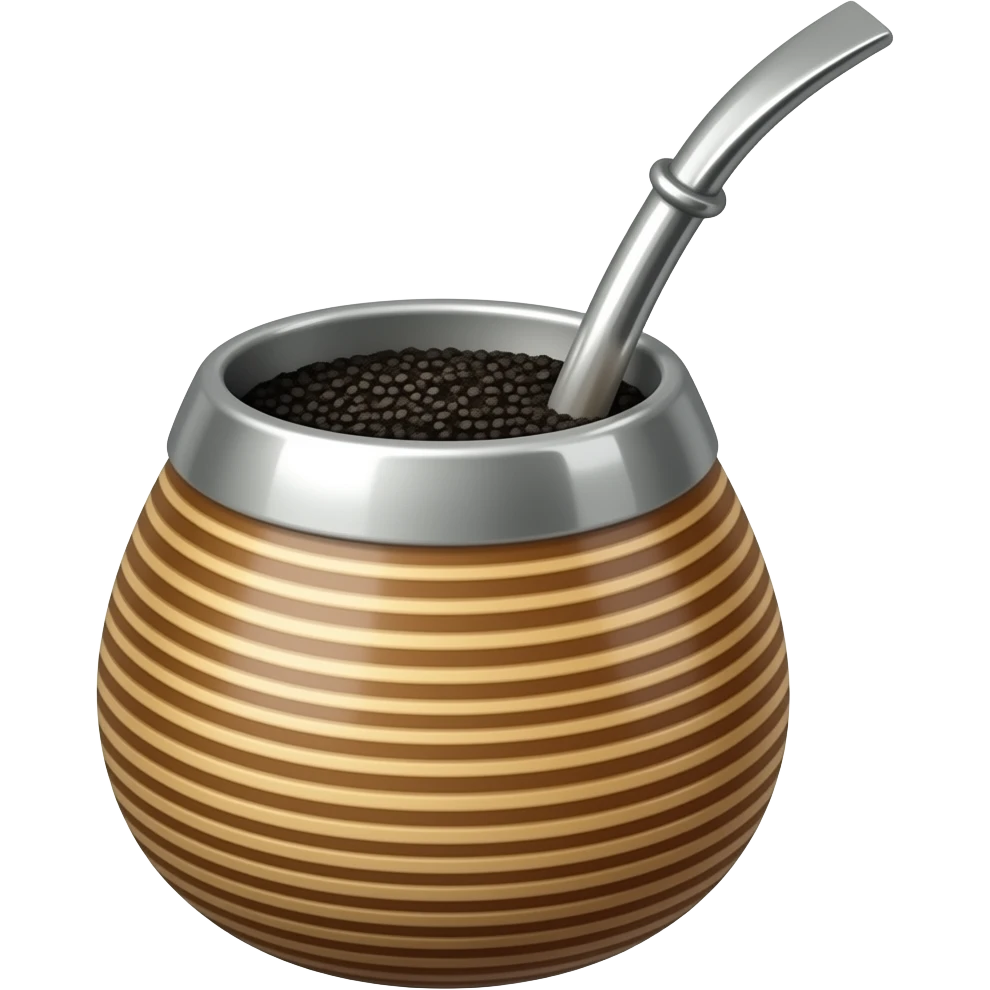mate argentino con hierba de color total negro con bombilla emoji